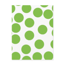 Large Pea Green Dots on White. Postcards
