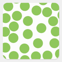 Large Pea Green Dots on White. Square Sticker