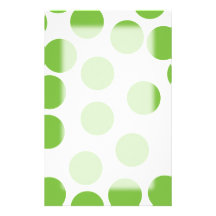 Large Pea Green Dots on White. Stationery Paper