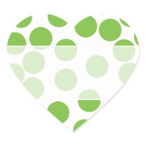 Large Pea Green Dots on White. Heart Stickers