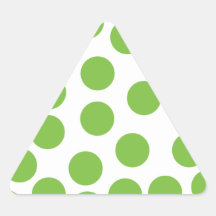 Large Pea Green Dots on White. Triangle Sticker