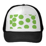 Large Pea Green Dots on White. hats