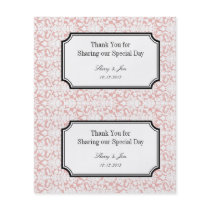 Large pink damask diy wedding gift bag hang tag