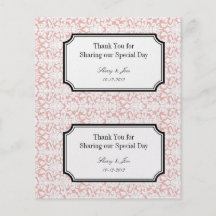 Large pink damask diy wedding gift bag hang tag flyers