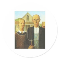 Large Stickers American-Gothic Grant-Wood