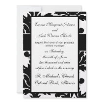 large white and black bold damask design custom announcements