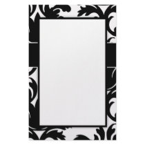 large white and black bold damask design custom stationery