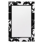 large white and black bold damask design stationery