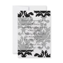 large white and black bold damask custom invitation