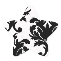 large white and black bold damask star sticker