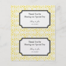 Large yellow damask diy wedding gift bag hang tag custom flyer