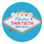 Las Vegas 30th Birthday Round Stickers
