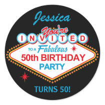 Las Vegas 50th Birthday Party Stickers