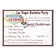 Las Vegas Bachelor Party with Casino Showgirl Custom Invites