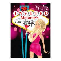 Las Vegas Bachelorette Party fuschia Personalized Invite