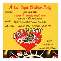 Las Vegas Casino Theme Birthday Party Personalized Invite