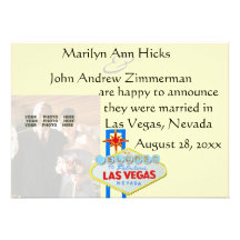 Las Vegas Marriage Announcement with wedding photo