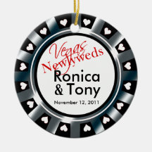 Las Vegas Newlyweds Casino Chip Photo Christmas Tree Ornaments