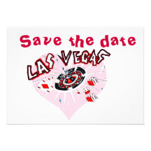 Las Vegas Pink Heart Save the Date Custom Announcement