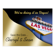 Las Vegas Save The Date (metallic light gold) Post Cards