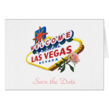 Las Vegas Save the Date Pink Rose Card