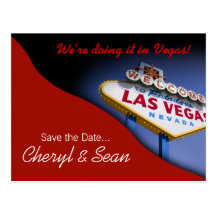 Las Vegas Save The Date (tomato red) Postcard