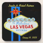 Las Vegas Sign Black Background Beverage Coasters