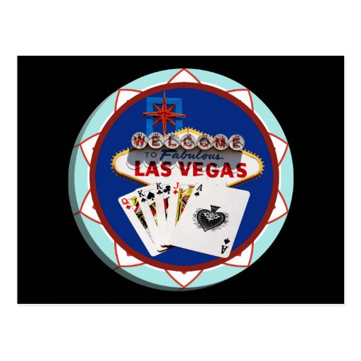 Las Vegas Sign & Cards Poker Chip Post Card