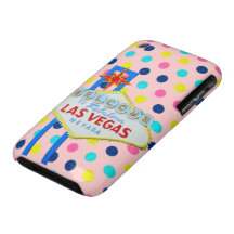 Las Vegas Sign on Colourful Polka Dots iPhone 3 Cover