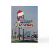 Las Vegas Sign with Santa Cap Merry Christmas Card