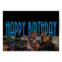 Las Vegas Strip Happy Birthday Card BLUE
