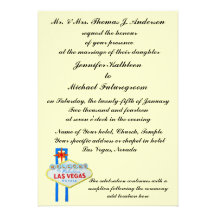 Las Vegas Wedding Formal Wording Pale Yellow Custom Invites