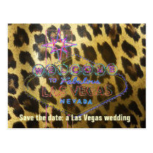 Las Vegas Wedding Leopard Fur Postcard