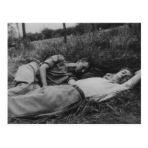Lascivious young male couple napping gay interest postcard