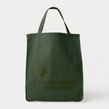 Laser-Guided Democracy / Peace through Firepower Tote Bags