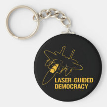 Laser-Guided Democracy / Peace through Firepower Keychains