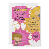 Laser Tag Girls Birthday Invitation
