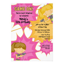 Laser Tag Girls Birthday Invitation