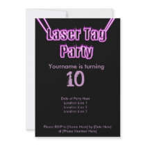 Laser Tag Party Purple Invitation