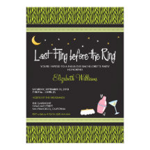 Last Fling Zebra Bachelorette Invitation (lime)