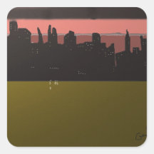 Last Light Digital Abstract Painting Square Stickers