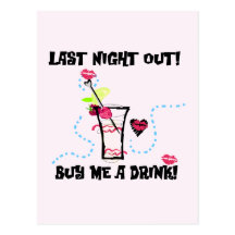 Last Night Out Tshirts and Gifts Postcards