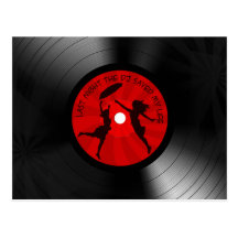 Last Night The DJ Saved My Life Vinyl Record Black Postcards