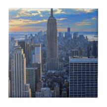 Late afternoon NYC Skyline as sunset approaches Tiles