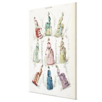 Latest Paris Fashions, nine day dresses in a fashi canvas prints