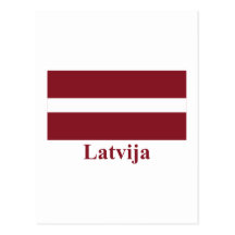 Latvia Flag with Name in Latvian Post Card