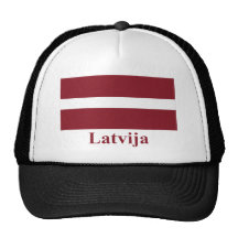 Latvia Flag with Name in Latvian Trucker Hats