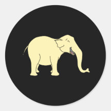 Laughing Elephant. Yellow. Round Sticker