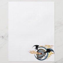 Laughing Flaming Eyeballs Skull with Bat Wings Personalized Flyer