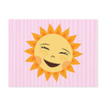 Laughing, happy sun cute cartoon postcard